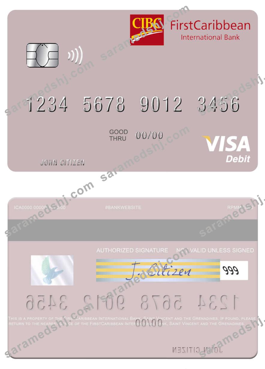 Saint Vincent and the Grenadines FirstCaribbean International Bank visa debit card
